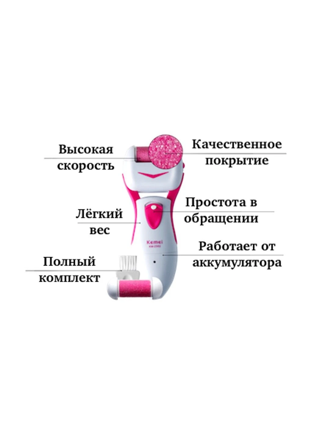 Пилка для п'ят роликова Kemei KM 2502 Gemei (316322939)