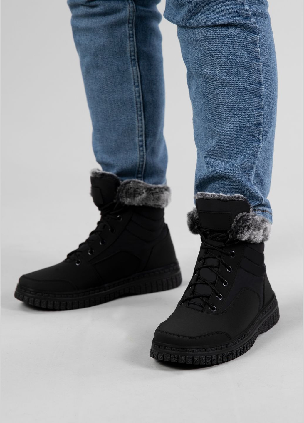 Дутики жіночі з хутром на шнурівку чорні (ЛБ 5) Lika (307115459)