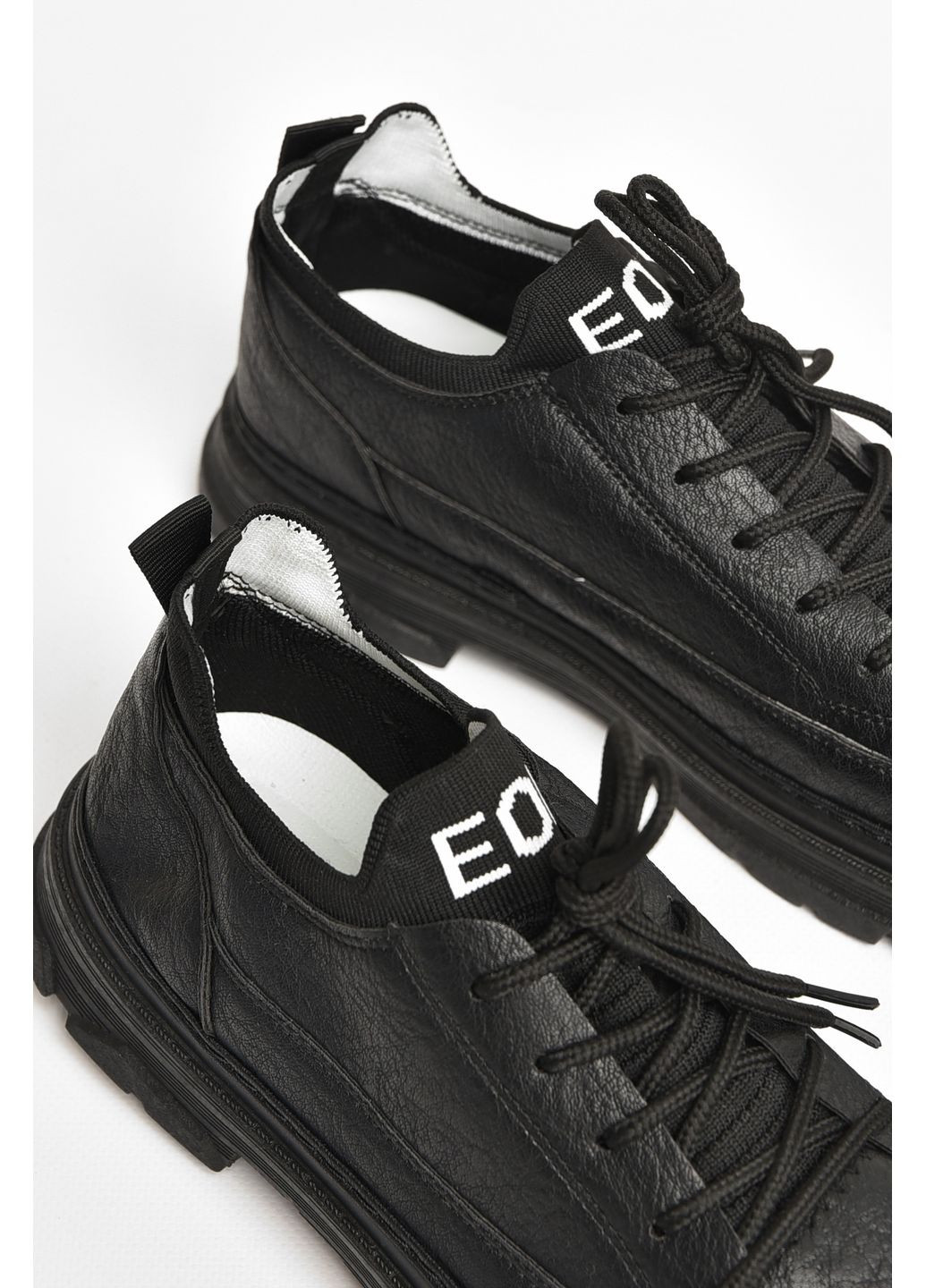 Черные кэжуал туфли мужские черного цвета Let's Shop на шнурках