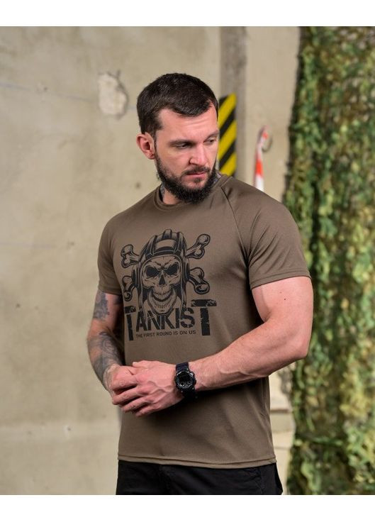 Тактична чоловіча футболка Танкіст олива No Brand (355464323)