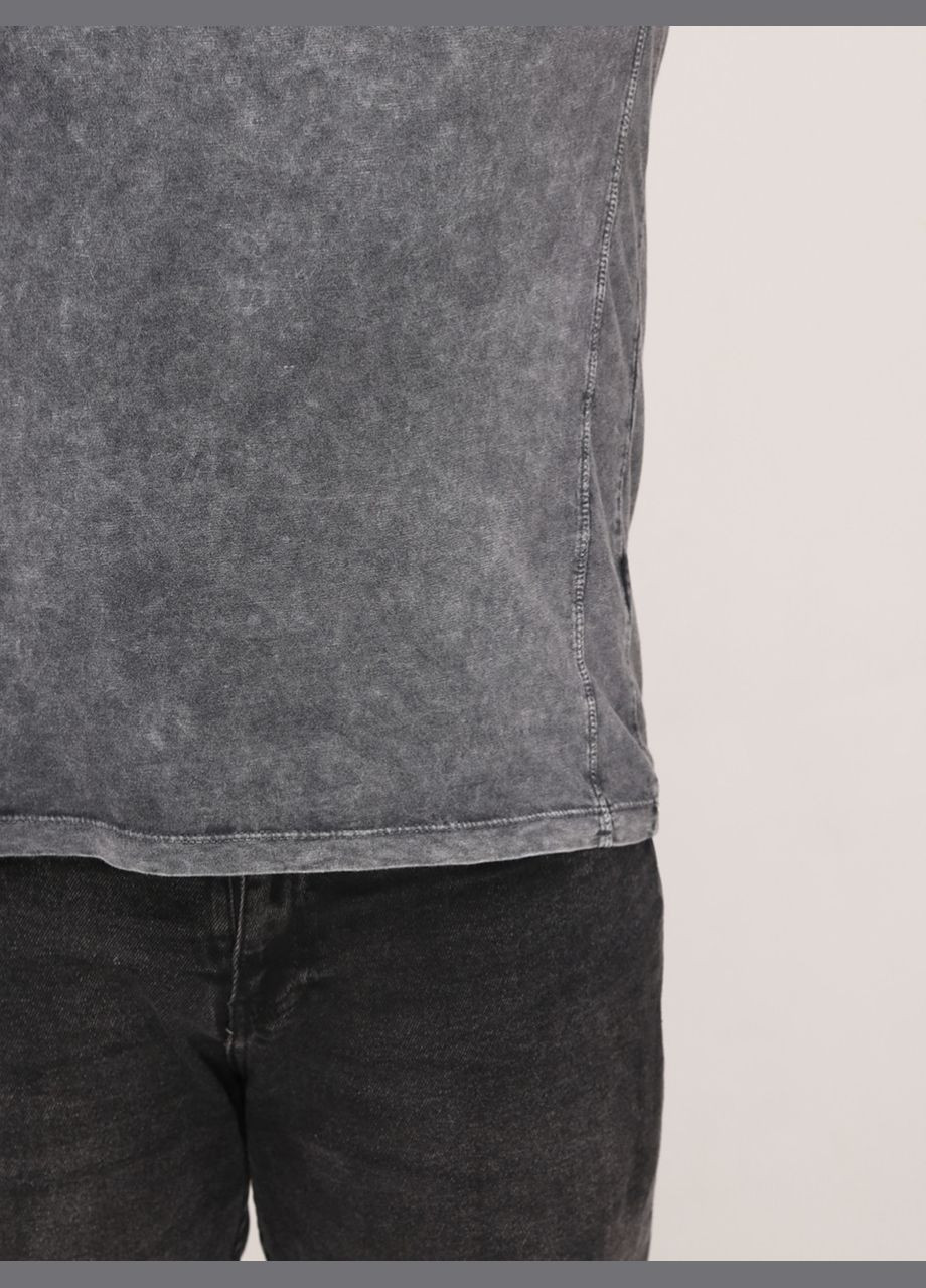 Темно-серая мужская футболка темно-серая прямая с варкой большой размер с коротким рукавом Bagarda Пряма