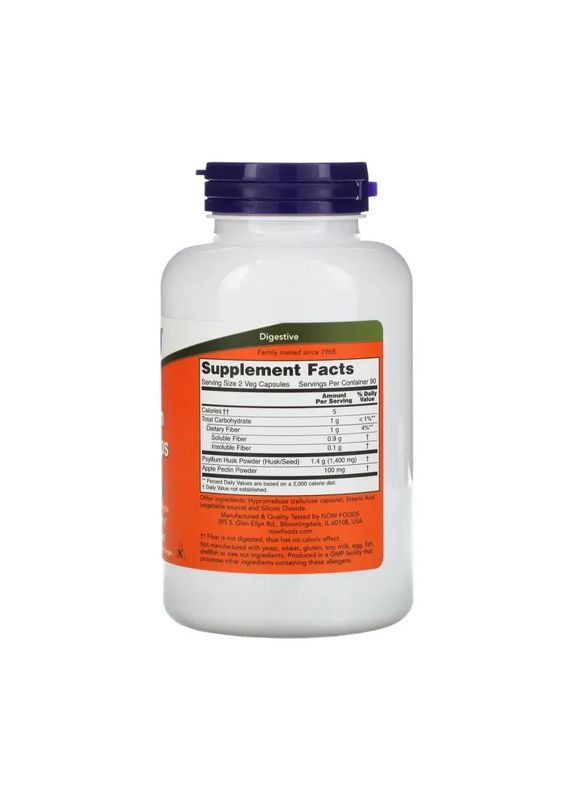 Псилиум Psyllium Huck Caps, шелуха семян подорожника, 700 мг, 180 капсул Now Foods (361114235)