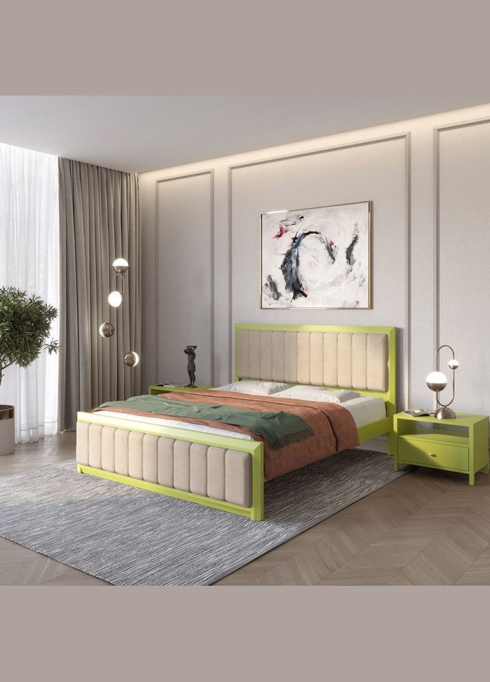 Двуспальная деревянная кровать Барселона Б1 (S3050G70Y)/Аляска 23 (Бежевый) 180х190 см (MBG-11706) Mebigrand (368283040)