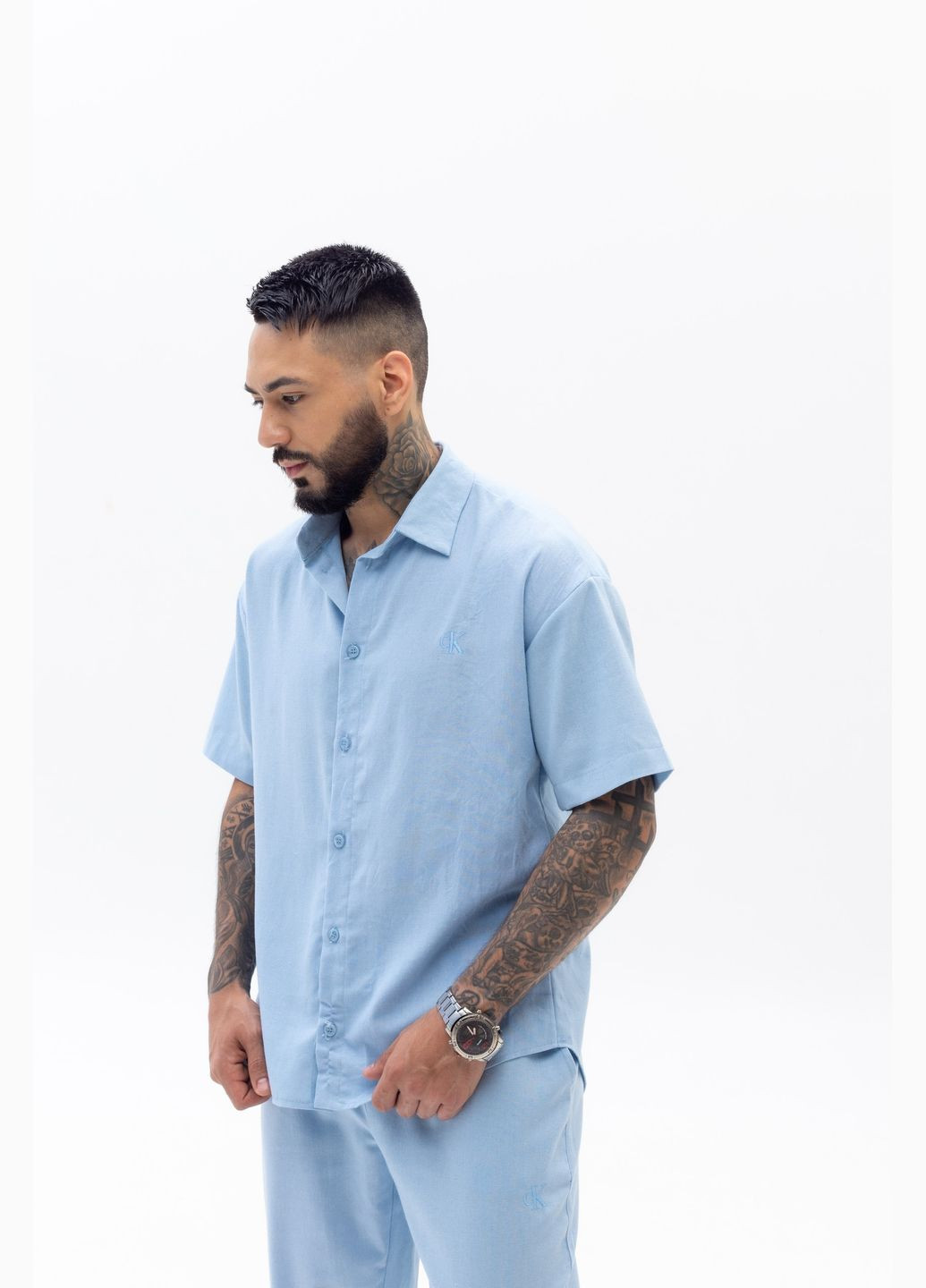 Голубой классическая, повседневный, кэжуал рубашка Vakko