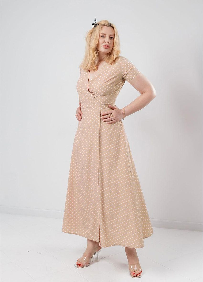 Бежевое летнее платье в пол Fashion Girl
