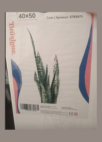 Картина за номерами Сансевієрія аквареллю 40х50 Малювання по номерах Картини за номерами рослини GT61071 Brushme (308987977)