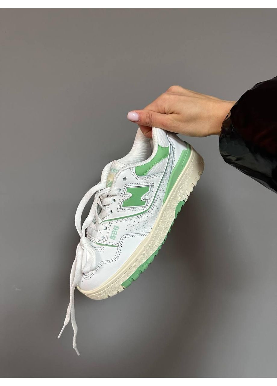 КРОССОВКИ ЖЕНСКИЕ NEW BALANCE 550 WHITE GREEN V2 НЬЮ БЕЛАНС 550 No Brand серые демисезоны (368862162)