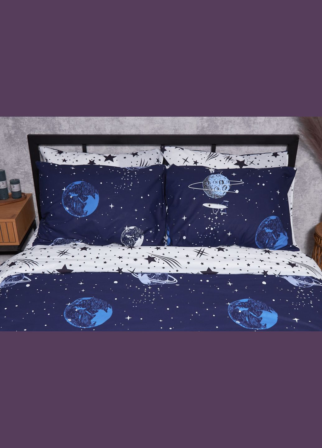 Комплект постельного белья Ranforce Elite «» евро 200х220 наволочки 4х50х70 (MS-820001716) Moon&Star cosmos (285717571)