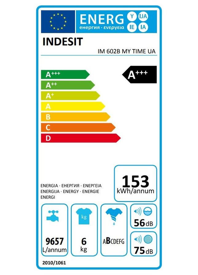 Пральна машина IM602BMYTIMEUA фронтальна, 6кг, 1200, A+++, 44.6см, дисплей, пара, інвертор, люк чорний, Indesit (364275415)
