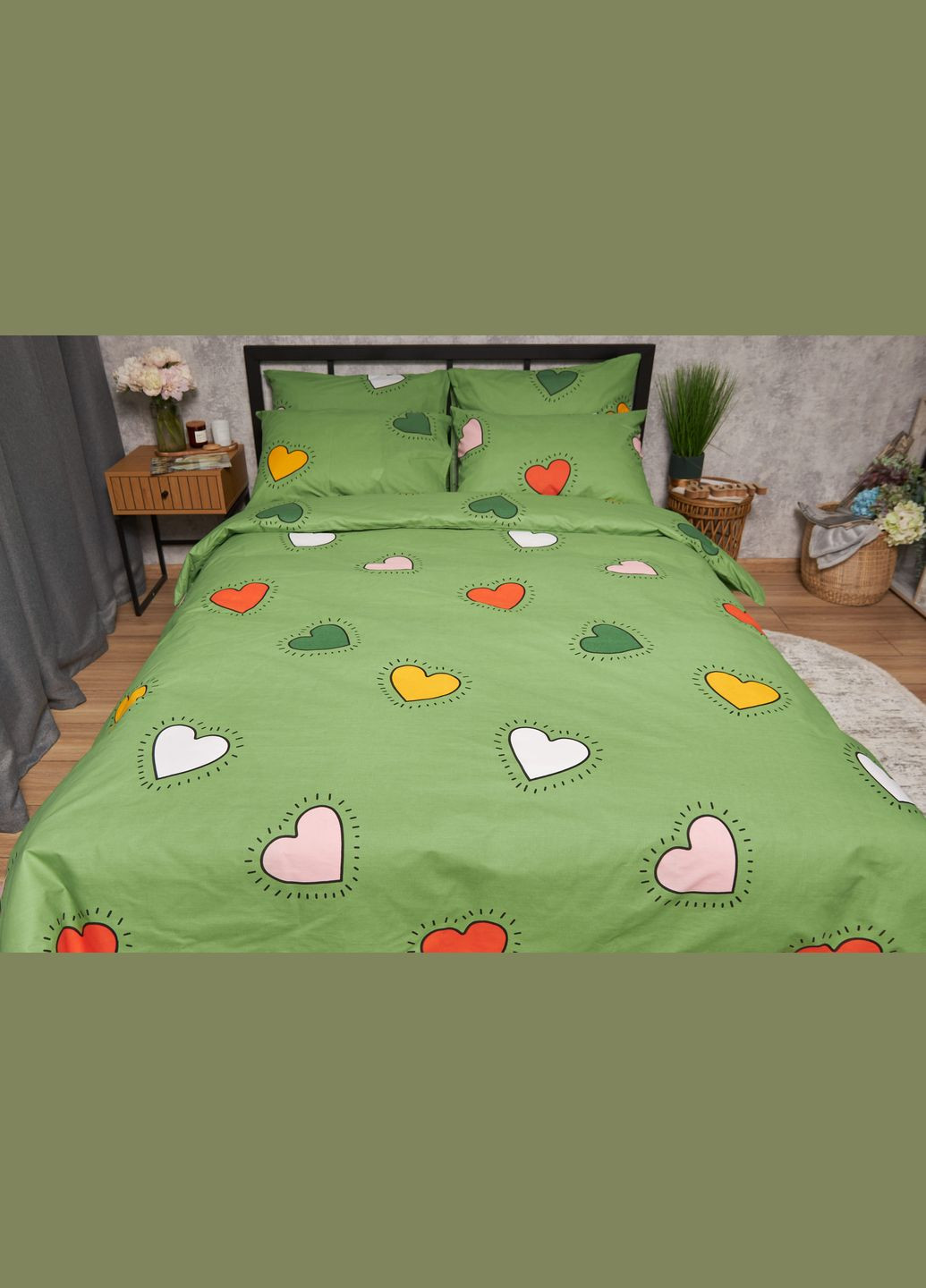 Комплект постільної білизни Бязь Gold Люкс «» сімейний 160х220х2 наволочки 2х40х60 (MS-820005385) Moon&Star Rainbow Hearts (296910173)
