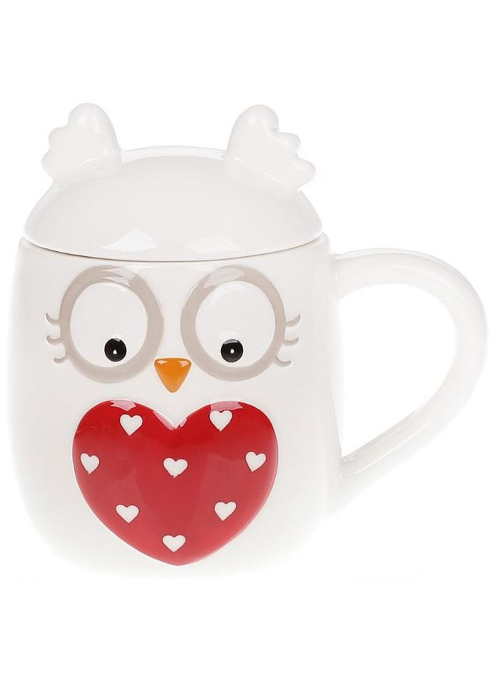 Кружка "Совушка с сердцем" 460мл керамическая с крышкой Bona (372172831)