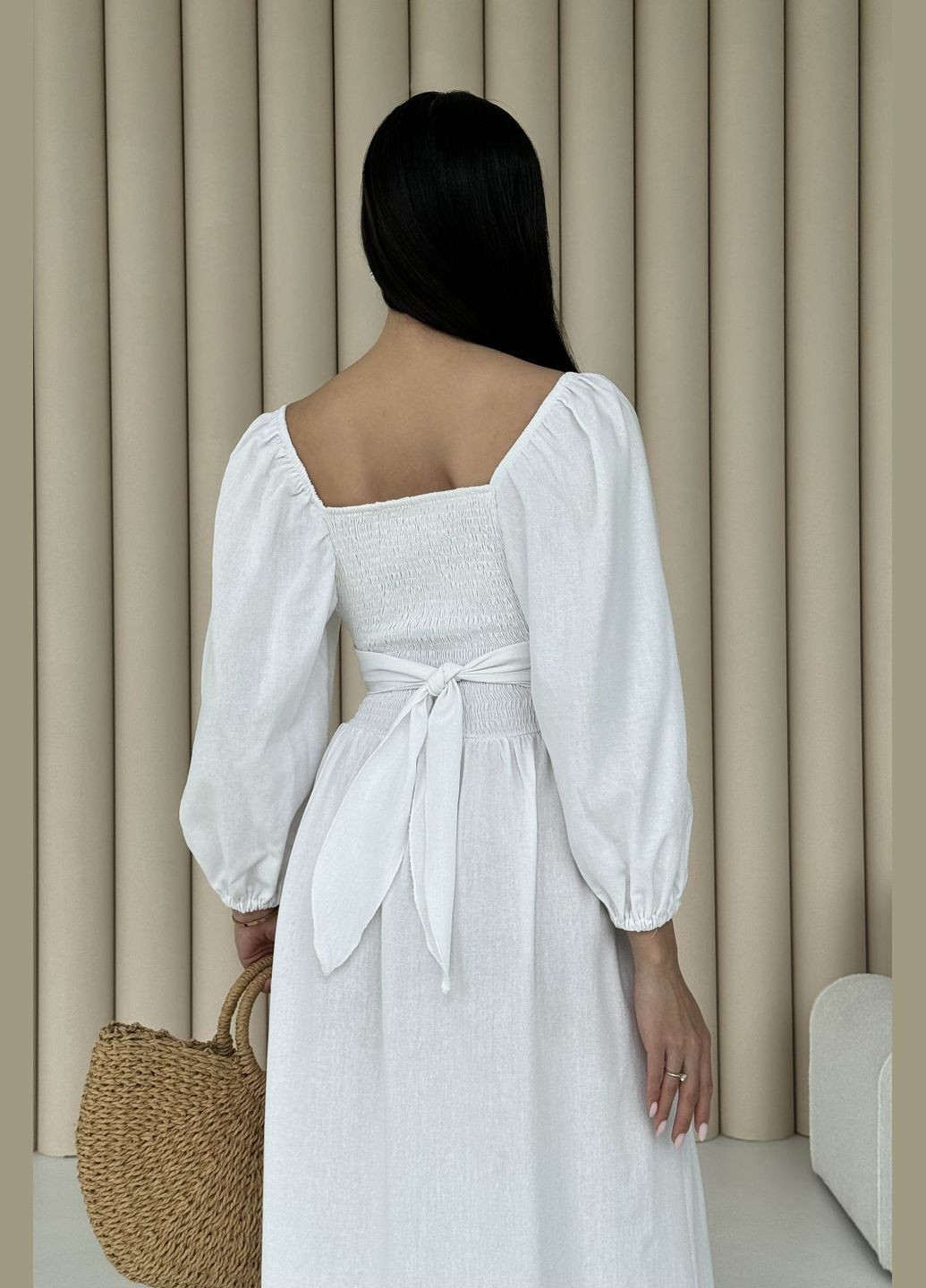 Білий святковий, вечірня дизайнерська сукня з льону білого кольору сукня-трансформер Jadone Fashion однотонна