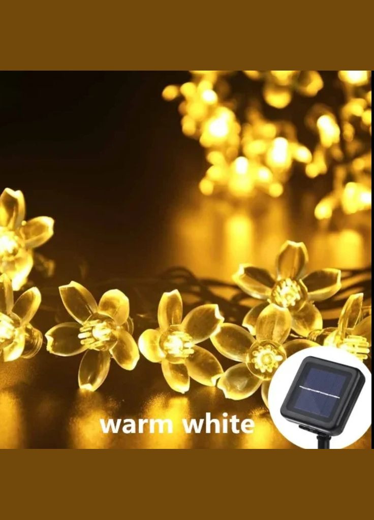 Вулична гірлянда Сакура на сонячній батареї 6,5 метра 30 LED теплий білий No Brand (304548581)