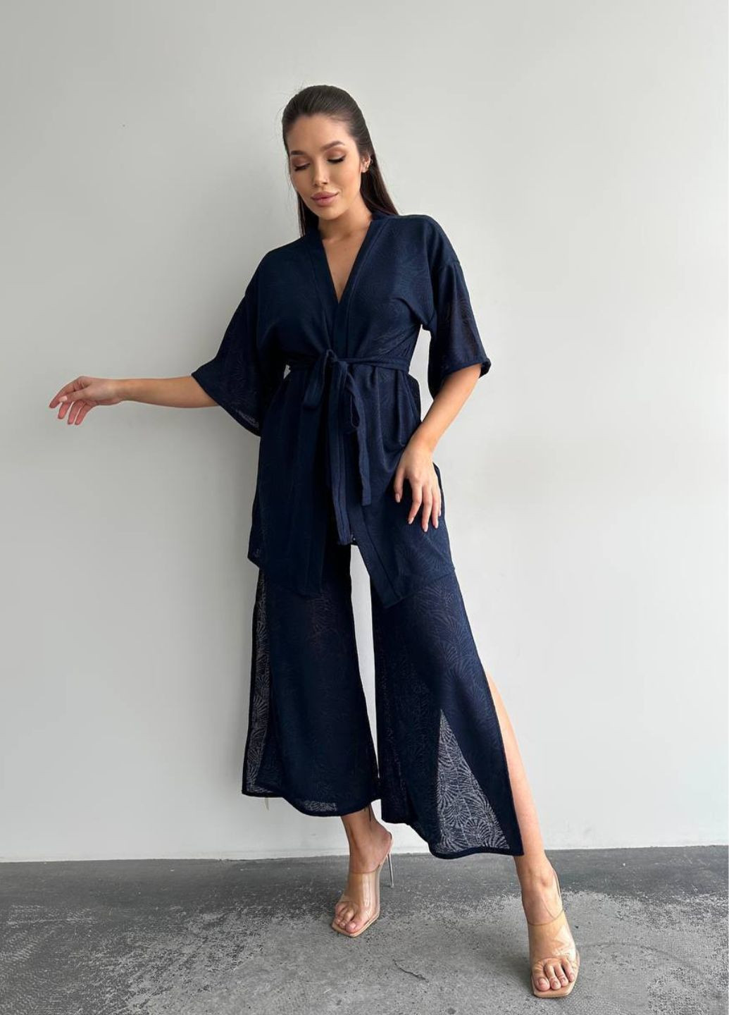 Костюм-тройка: брюки на запах, топ, кофта-кимоно Україна (328214410)