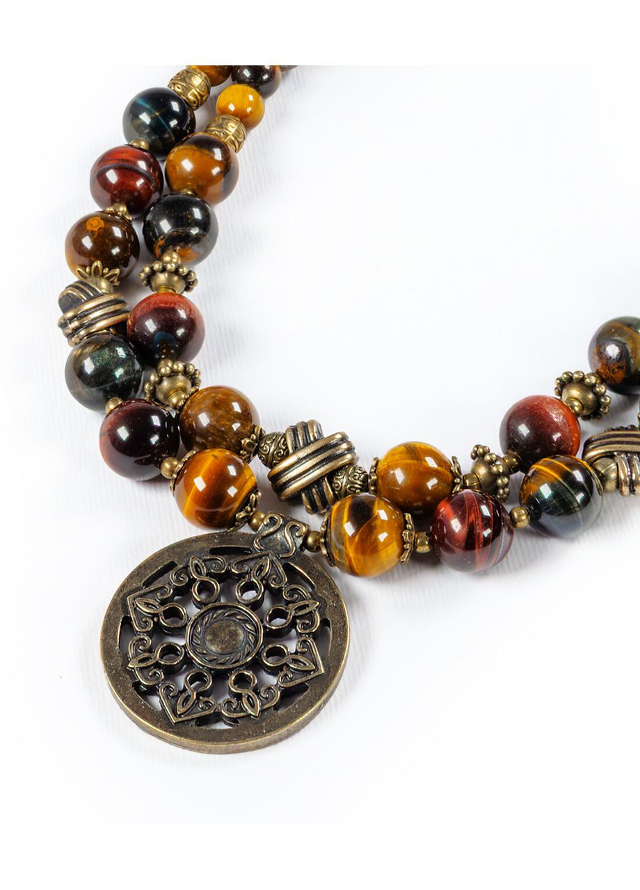 Ожерелье "Хищник" Тигровый глаз, Соколиный глаз, Бычий глаз Fursa fashion (366873651)