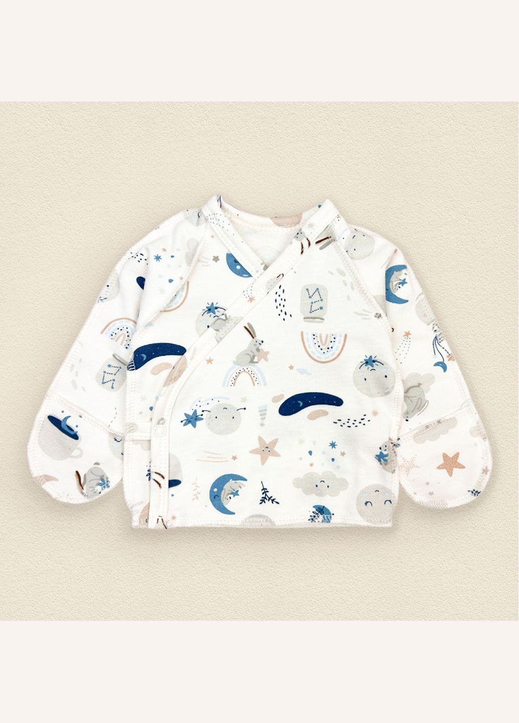 Молочний демісезонний комплект сорочка повзуни та чепчик для новонароджених футер dexter's