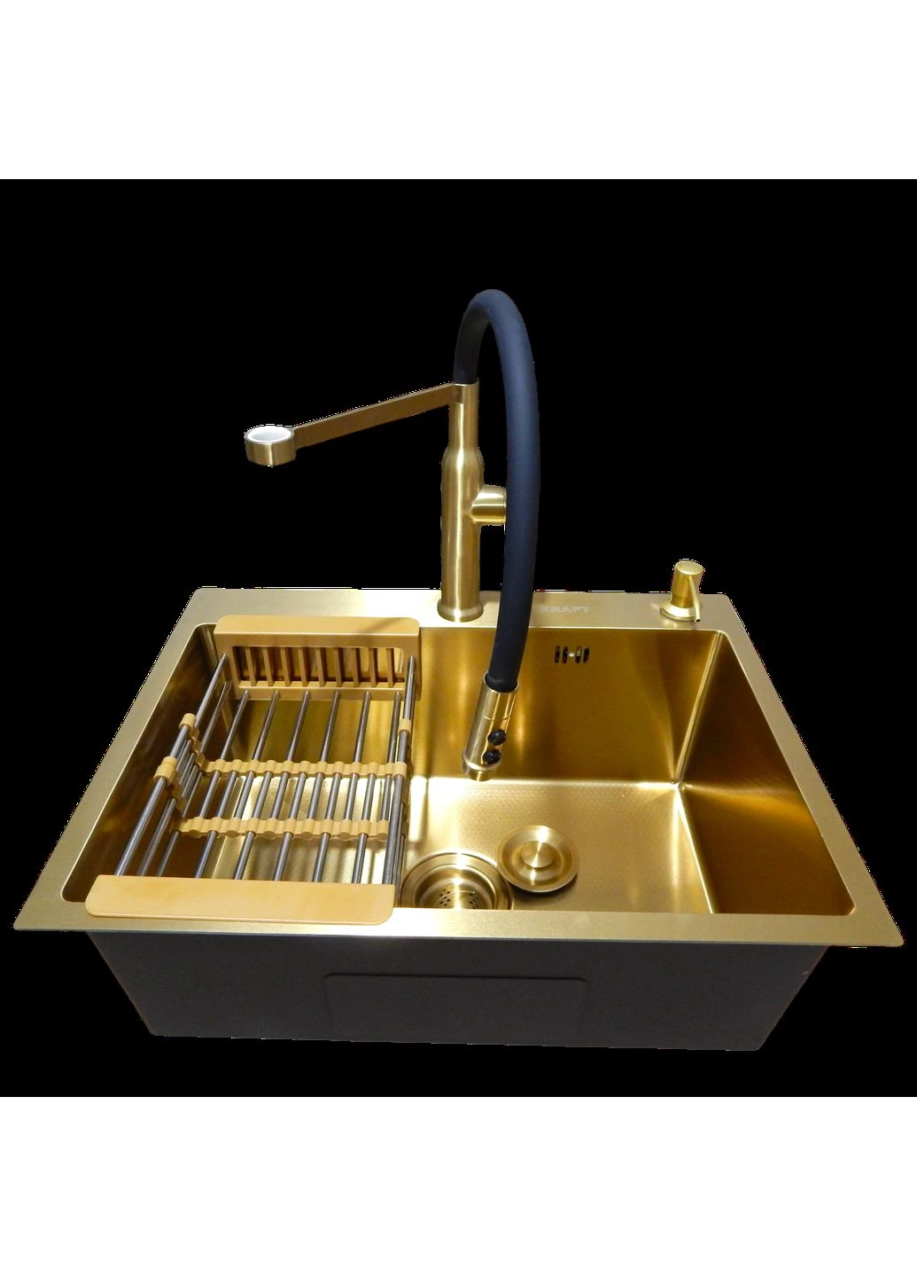 Комплект кухонной мойки NANO GOLD PVD HS 540х480 (3.0/1.0 мм) декор Kraft (388487327)