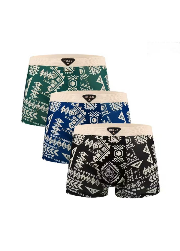 Труси чоловічі боксери з орнаметним принтом. Набір 3 шт No Brand (362590097)