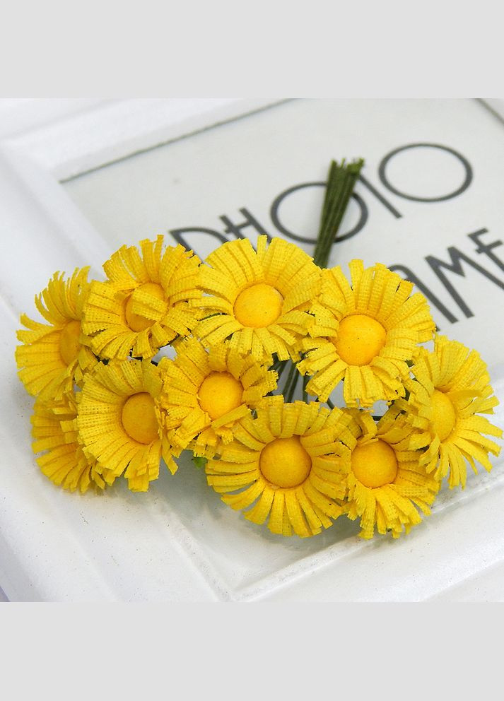 Штучні квіти Ромашки, букетик, 2 см, жовті, 10 шт No Brand (340483029)