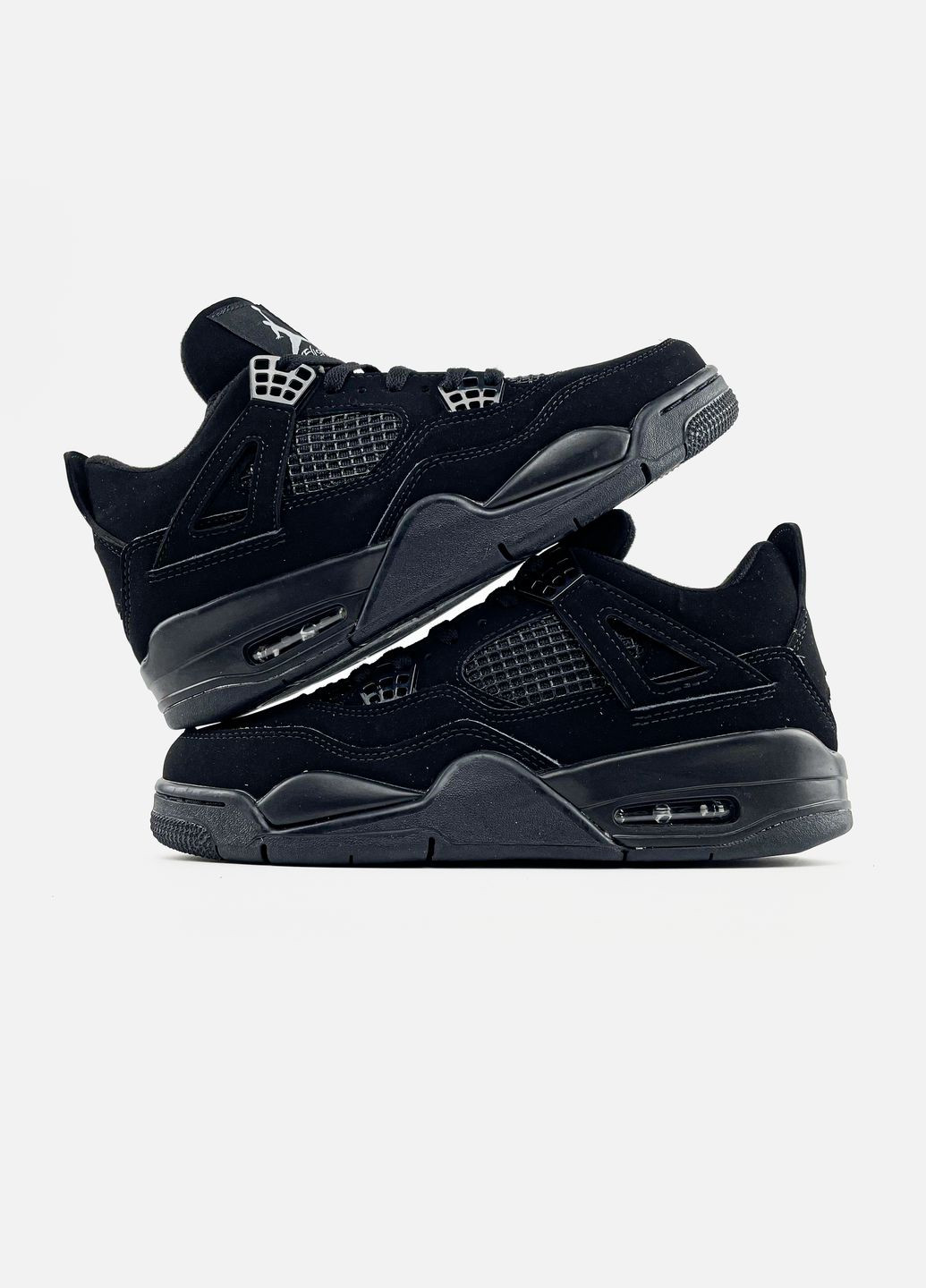 Черные демисезонные кроссовки мужские и женские nike jordan retro 4 black cat | найк джордан ретро 4 черные No Brand