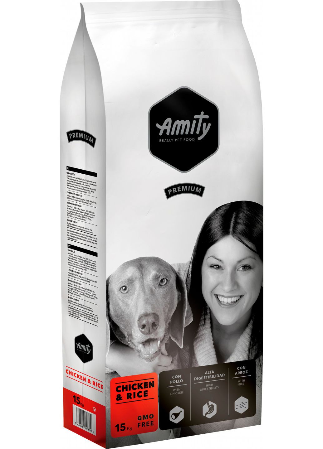 Корм для собак Chicken&Rice повсякденний з куркою та рисом 15 кг (8436538940839) AMITY (364788517)