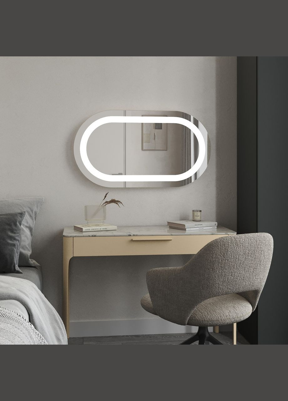 Стильне дзеркало з LED-підсвіткою у ванну або вітальню Лідс 800×500 MORELI (335424783)