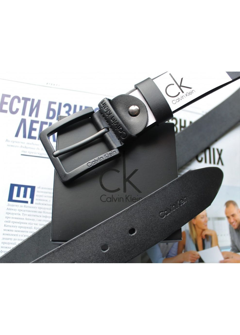 Чоловічий шкіряний ремінь із чорною пряжкою black No Brand (369457563)