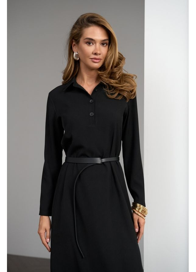 Черное повседневный стильное лаконичное платье-поло (3077) Triko Bakh