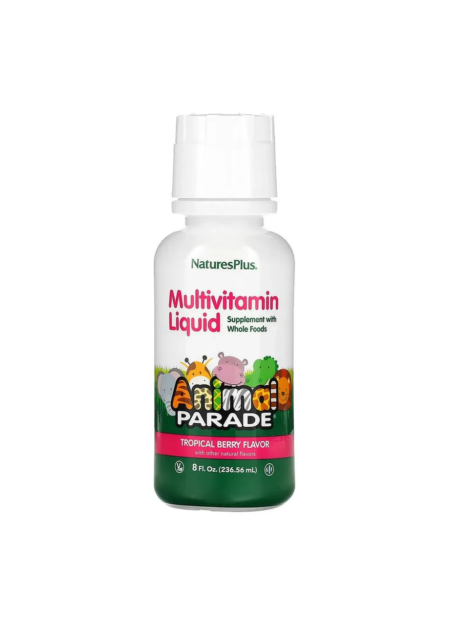 Дитячий мультивітамінний комплекс рідкий Animal Parade Multivitamin Liquid Natures Plus, тропічні ягоди, 236,56 мл Nature's Plus (362411773)