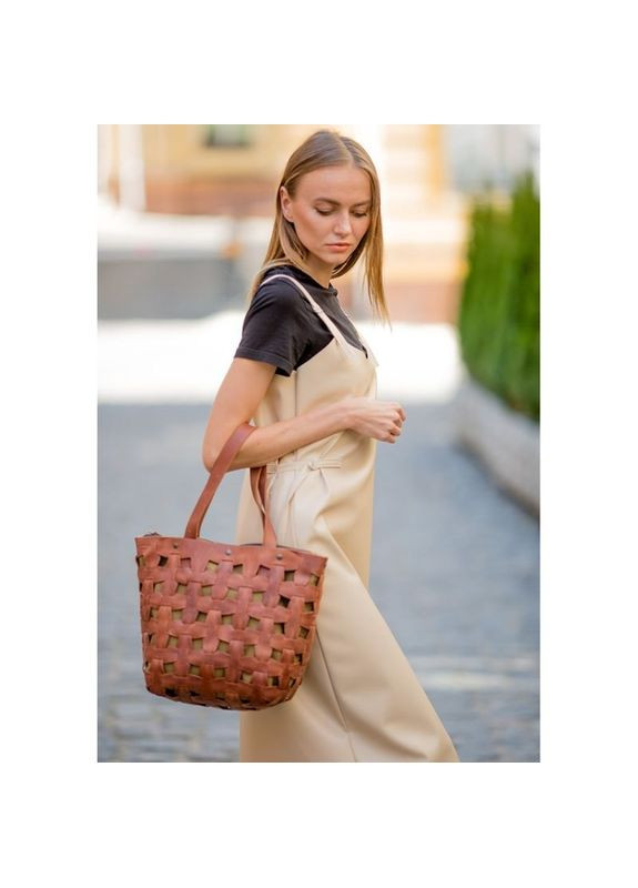 Шкіряна сумка жіноча через плече шоппер Пазл L світло-коричнева Crazy horse BlankNote (302008769)