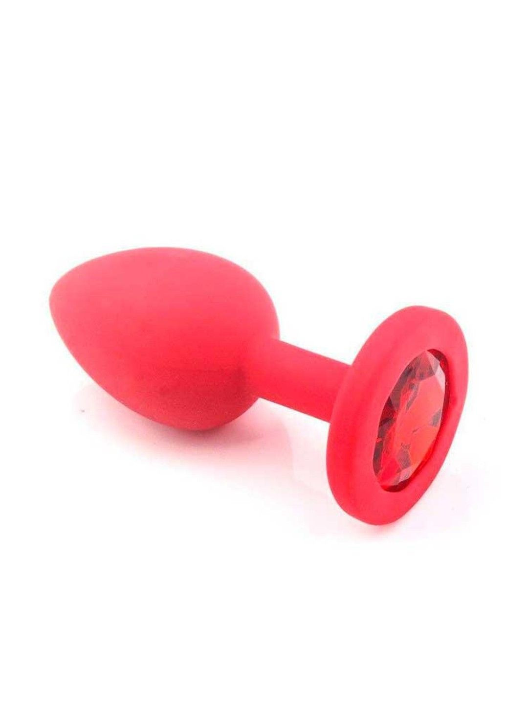 Красная силиконовая анальная пробка с кристаллом - 2.7*7 см – Анальные игрушки No Brand (288538964)
