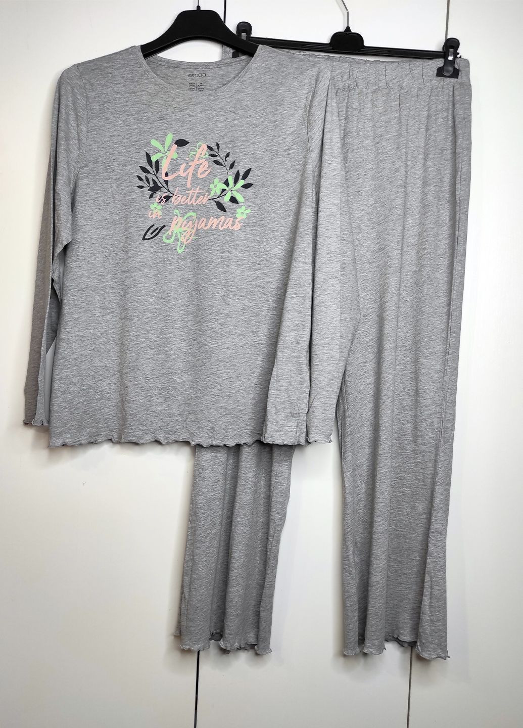 Сіра всесезон піжама жіноча костюм для дому реглан + брюки Esmara