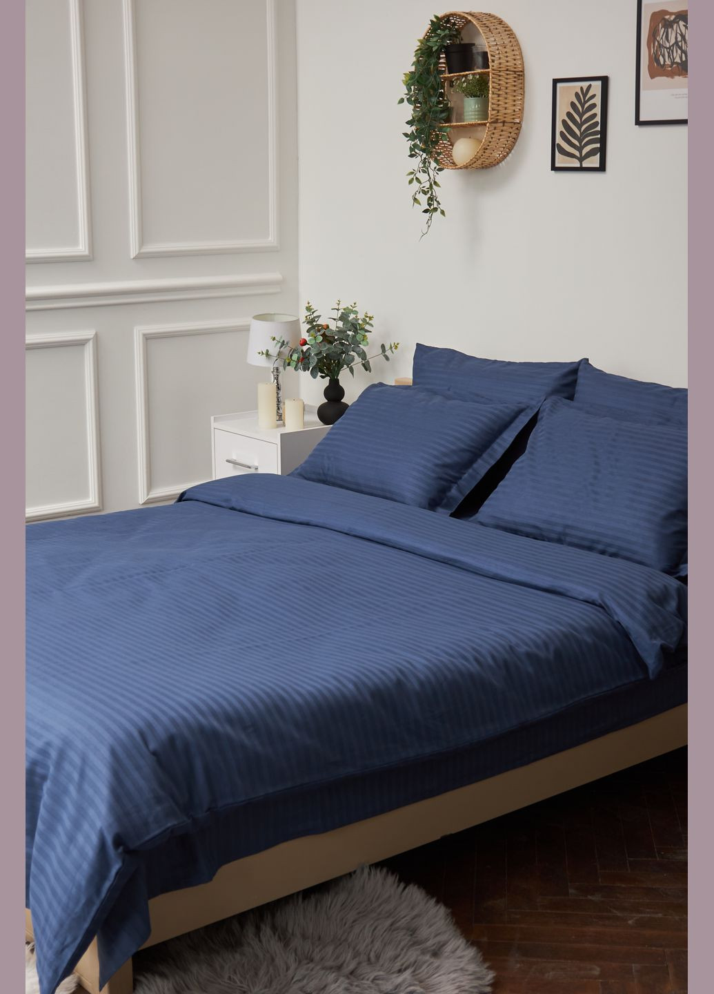 Комплект постельного белья двуспальный 175х210 наволочки 2х70х70 Satin Stripe (MS-820000497) Moon&Star delfi blue (284416584)