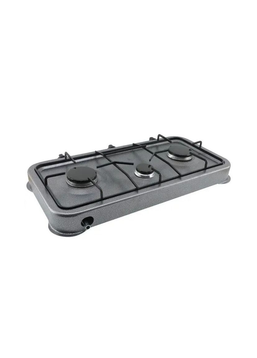 Газовая настольная плита MS-6603 на 3 конфорки металлическая эмалированная поверхность Серая Domotec (361851576)