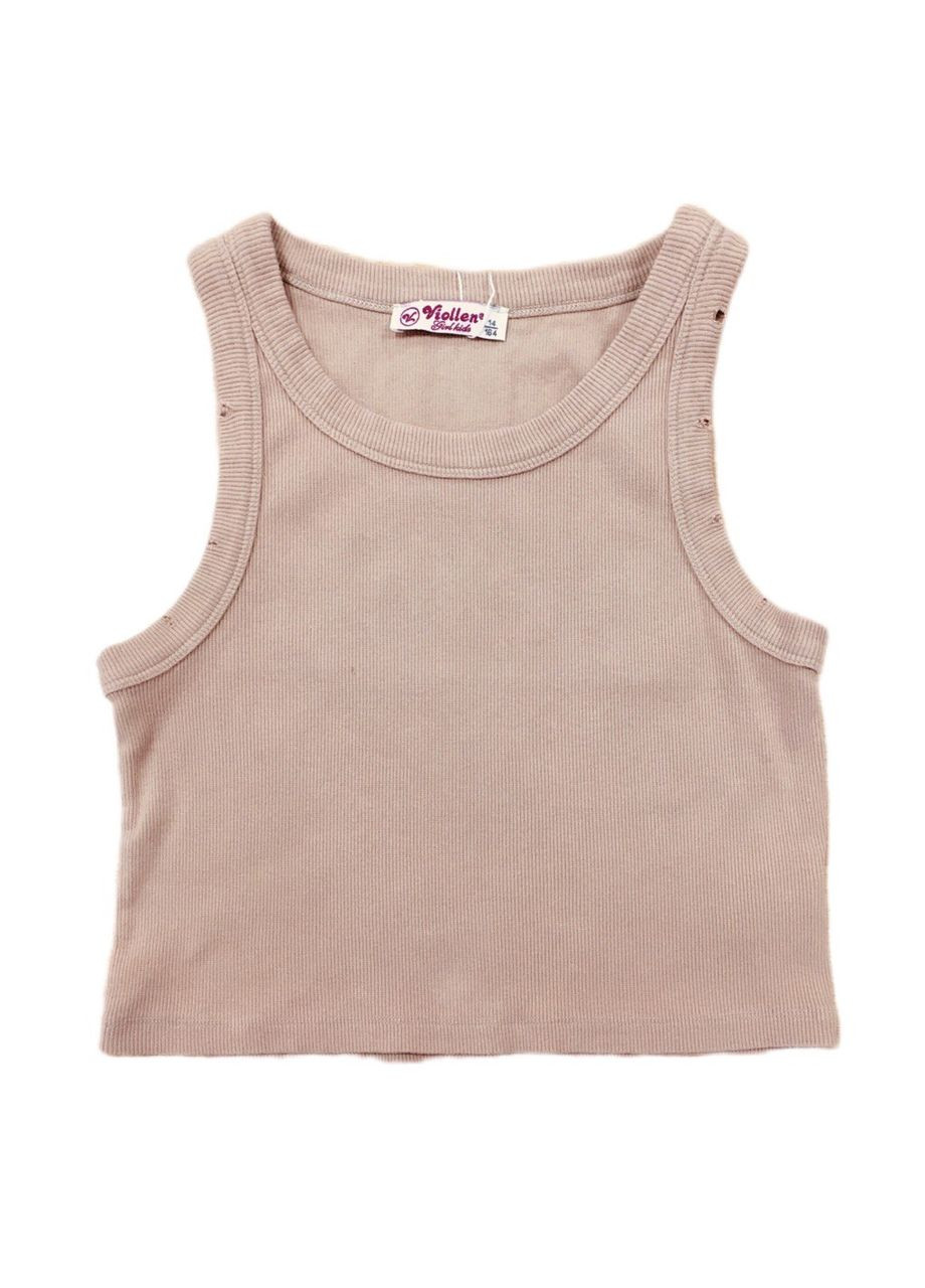 Майка Стильная маечка девственниц. бежевая рубчик 5139 Viollen (303899645)