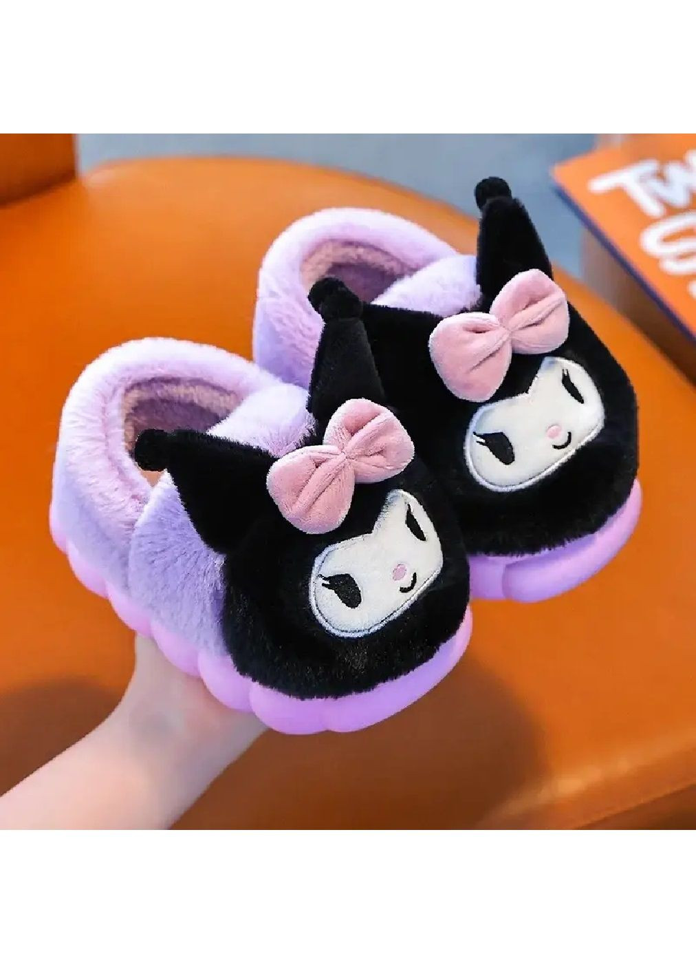 Дитячі плюшеві кімнатні домашні закриті капці з персонажем для дітей дівчаток (481315-Prob) Куромі фіолетові розмір 32-33 Unbranded (360818186)