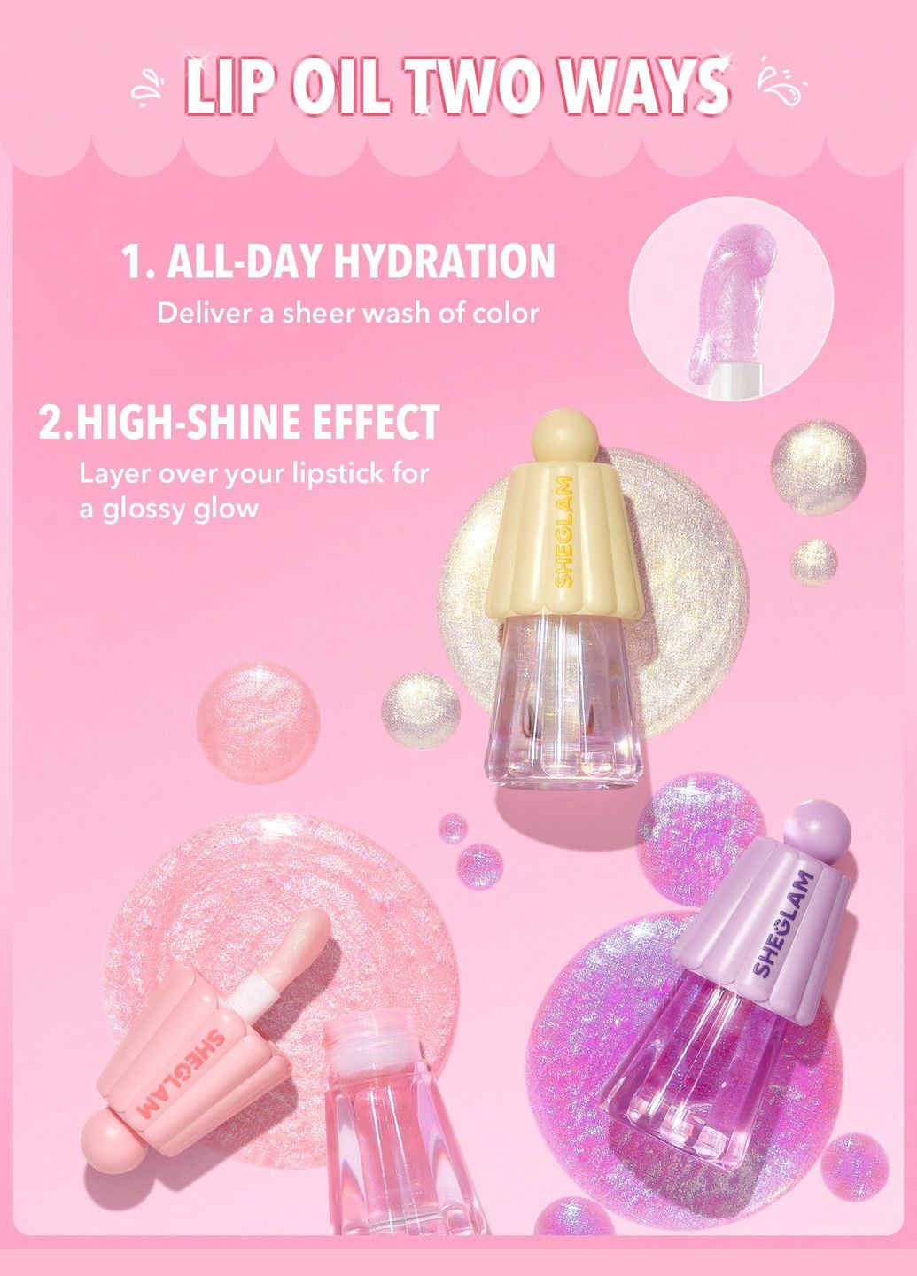 Масло для губ с шимером Jelly Wow Hydrating Lip Oil Sheglam (309569403)