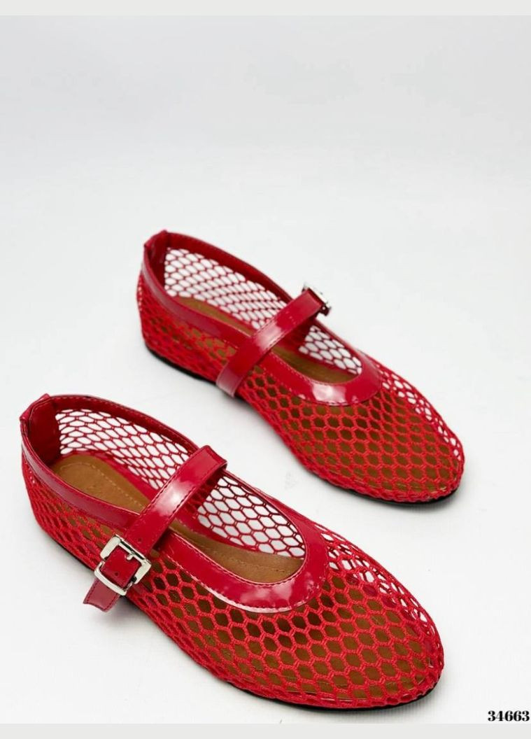 Женские балетки сеточка Nina Mi | красные текстиль (295547808)