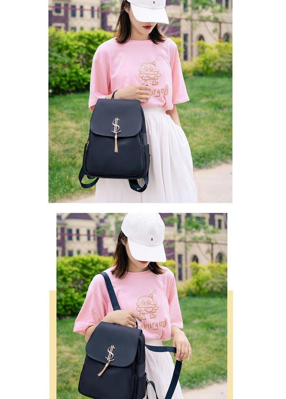 Женский черный рюкзак с декоративной косточкой и знаком. КиП (277698360)