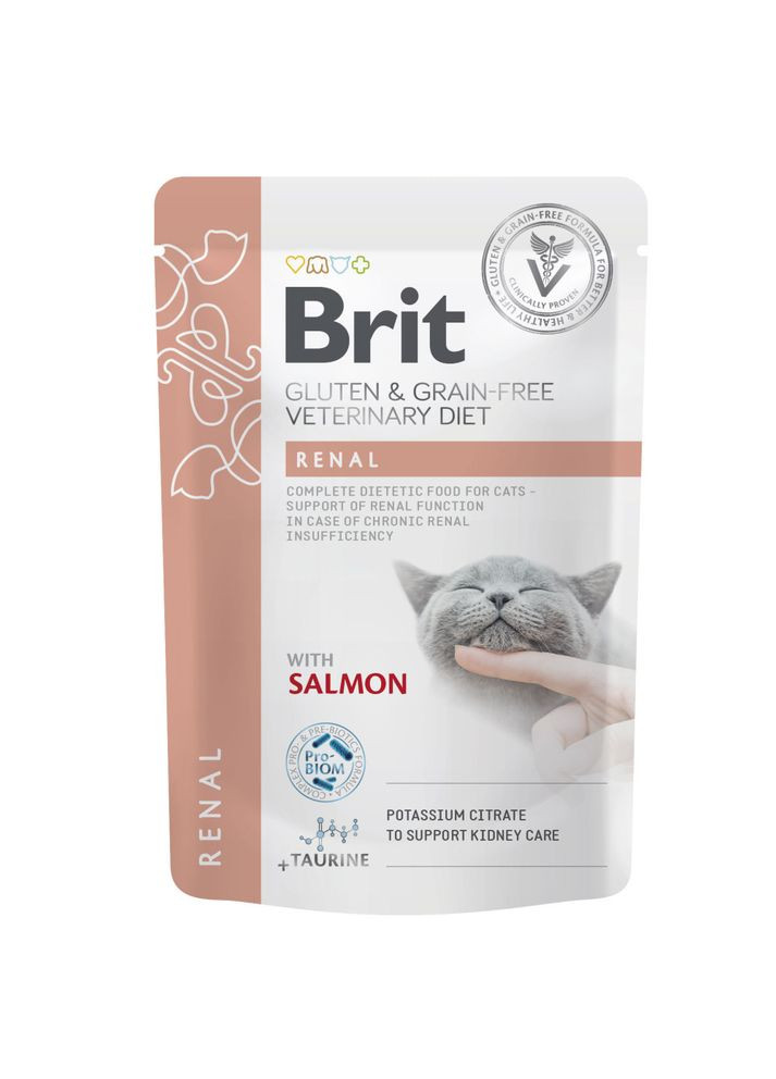Влажный корм для кошек GF VD Renal, 85 г, с лососем Brit (327433097)