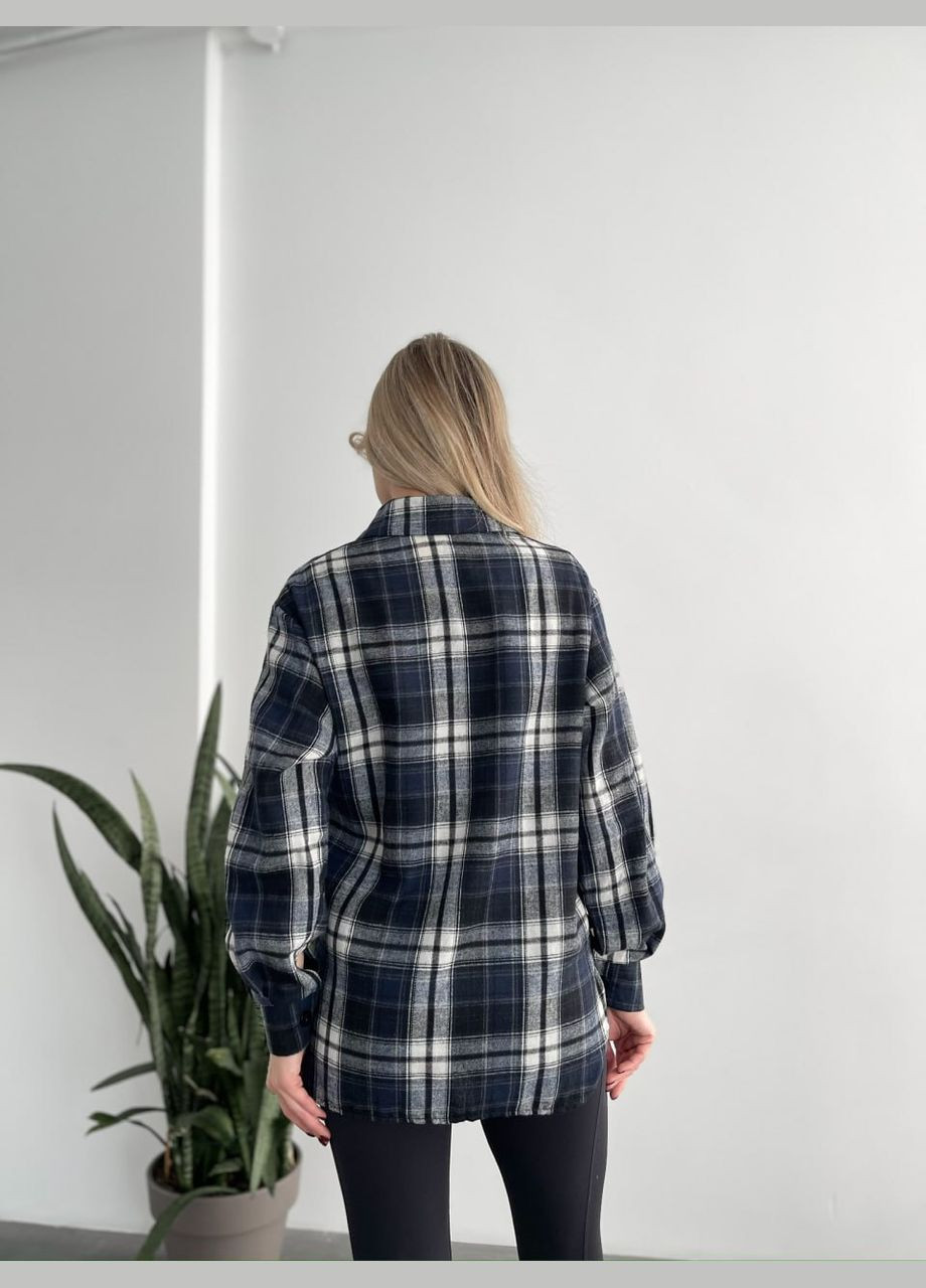 Серо-синяя повседневный, кэжуал рубашка в клетку No Brand