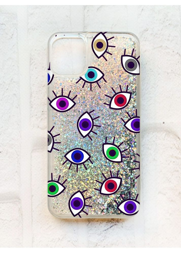 Чохол із плаваючими блискітками на iPhone 11 Срібний:: Різнокольорові очі (принт 336) Creative (360711261)
