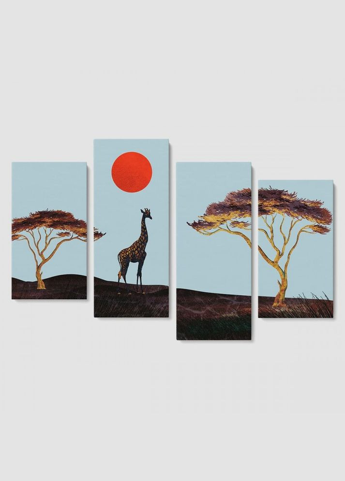 Модульная картина из четырех частей Саванна 129x90 см (MK412840) Malevich Store (333339159)