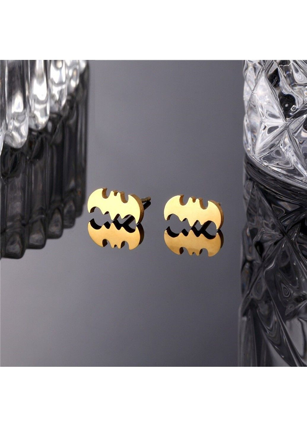 Серьги batman из нержавеющей медицинской стали с позолотой ES-172 No Brand (299330583)