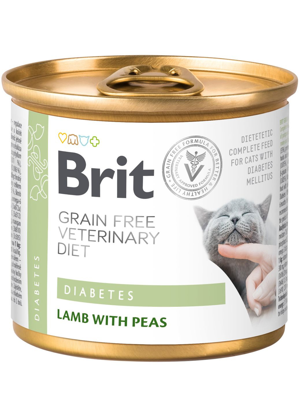 Вологий корм консервований для кішок VetDiets при цукровому діабеті з ягнятком та горохом 200 г (8595602549832) Brit (308250403)