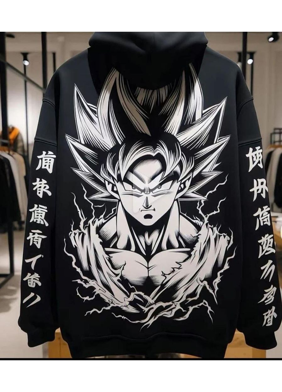 Худые, черная толстовка мужская, свитшот с принтом No Brand (353505840)