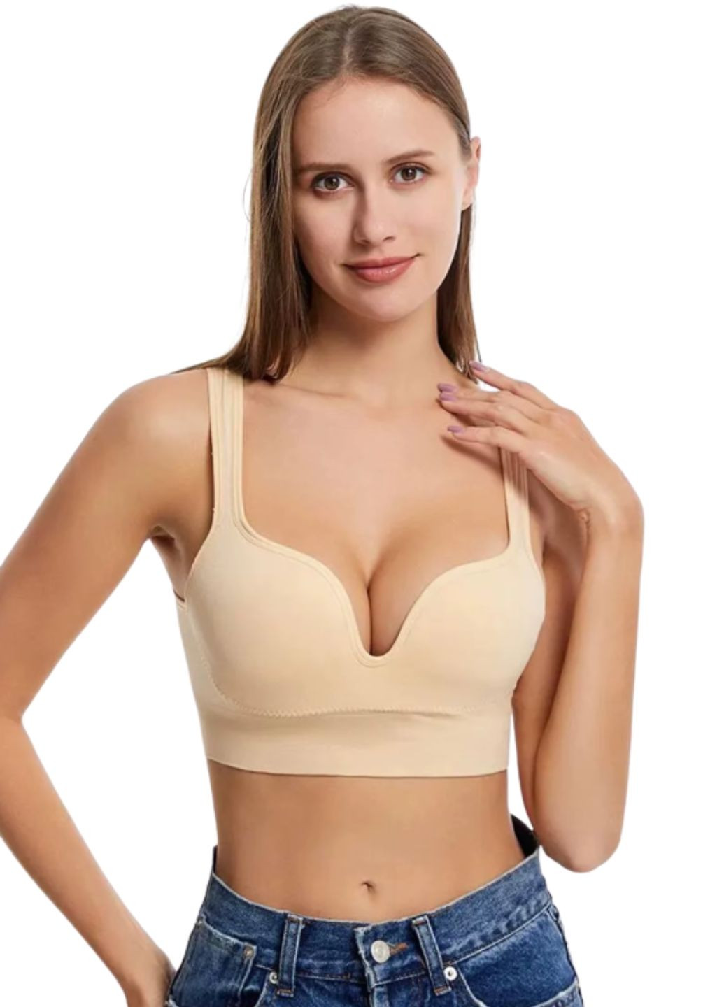 Бежевий топ жіночий топ із формованими чашками wonderful short (1719-42-01) Macarena без кісточок