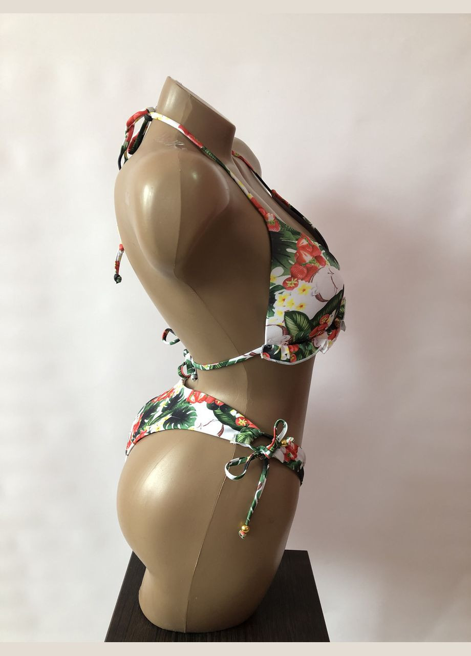 Зелений літній жіночий роздільний купальник на зав'язках (6-57) No Brand