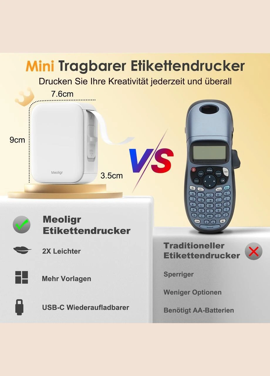 Принтер етикеток Meoligr Пристрій термомаркування, Amazon, Німеччина No Brand (400403480)