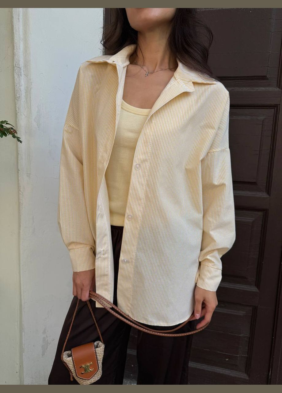 Желтая классическая, повседневный, кэжуал, вечерний рубашка в полоску Asi.Store.ua с длинным рукавом